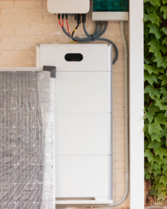 solar battery connected to the side of a home
