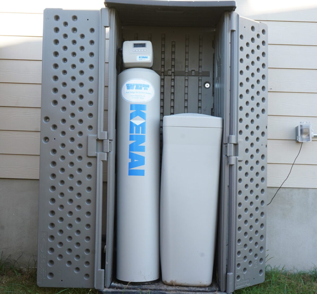 a water softener located outside of a home