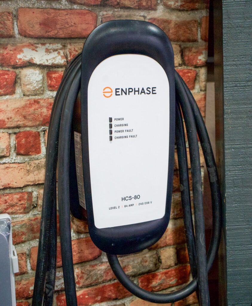 EV Charger hooked up to an exterior wall